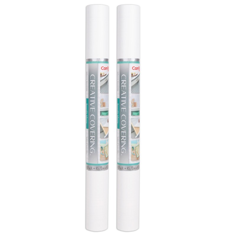 Con-Tact® Brand Creative Covering™ Adhesive Covering, White, 18" x 16 ft, Pack of 2