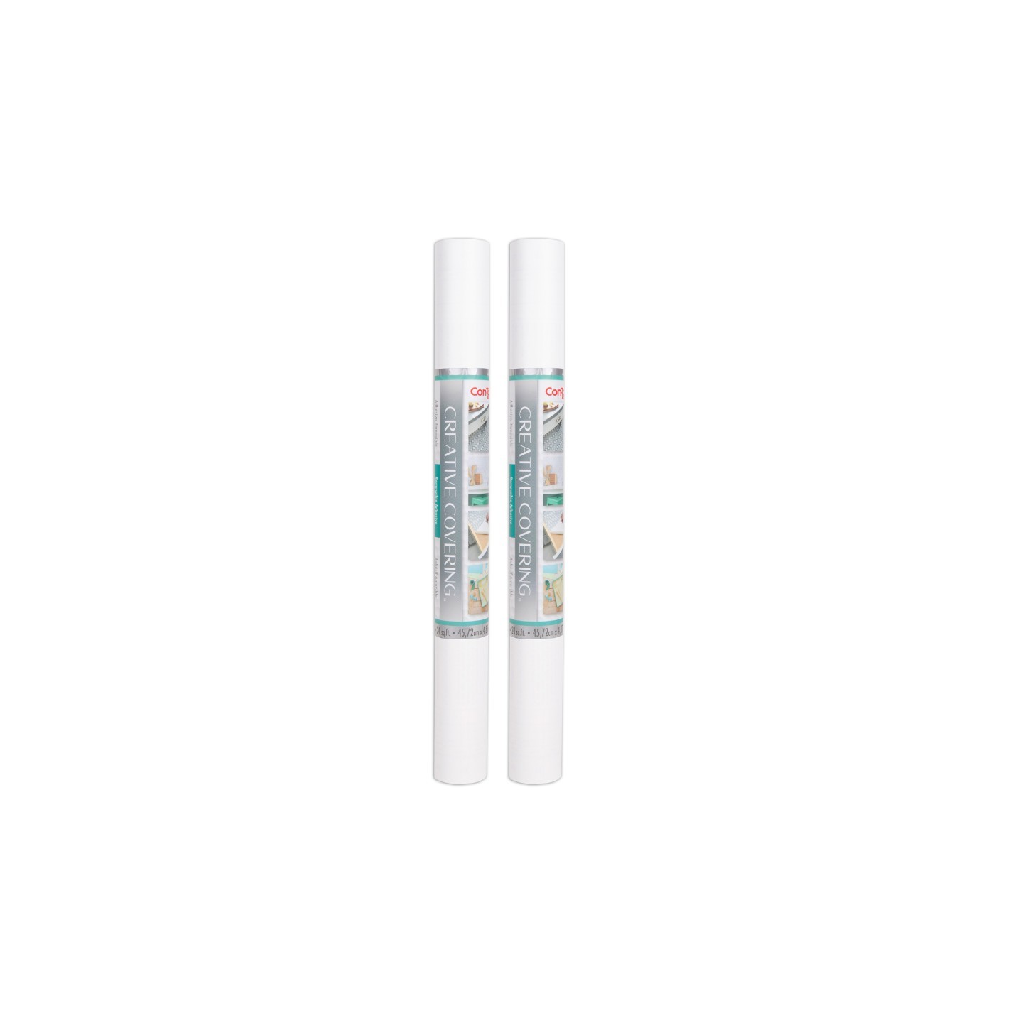 Con-Tact® Brand Creative Covering™ Adhesive Covering, White, 18" x 16 ft, Pack of 2
