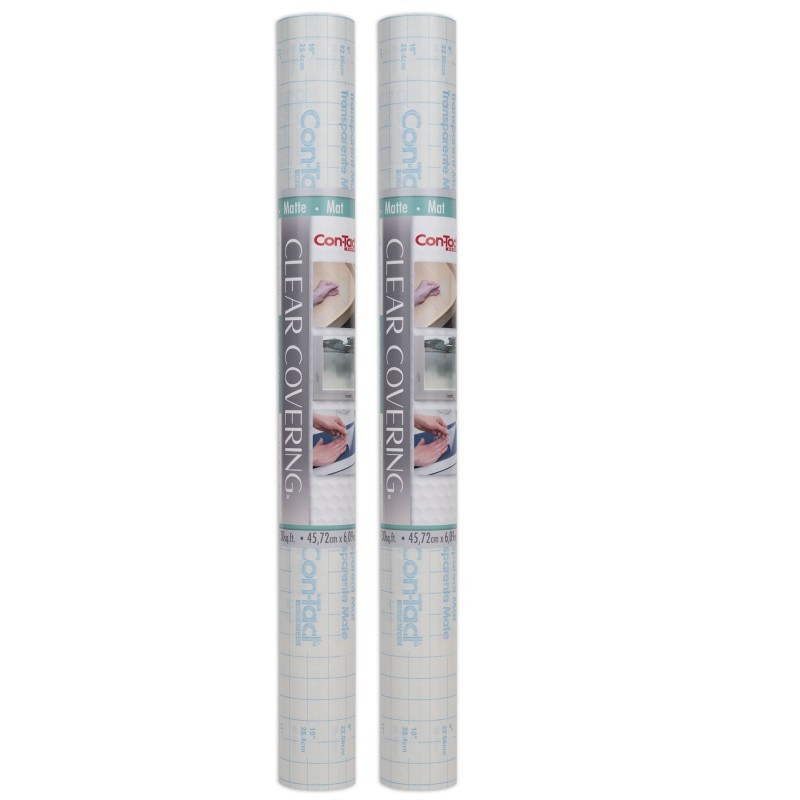 Con-Tact® Brand Clear Cover™ Adhesive Covering, Clear, 18" x 16 ft, Matte, Pack of 2