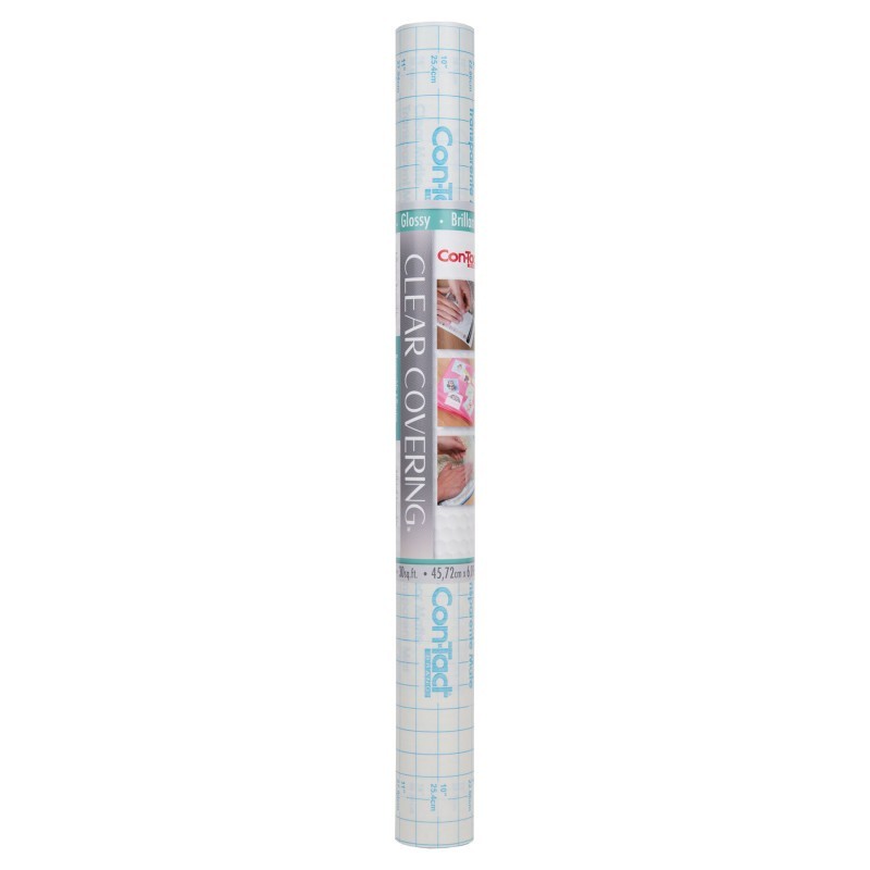 Con-Tact® Brand Clear Cover™ Adhesive Covering, Clear, 18" x 16 ft, Glossy