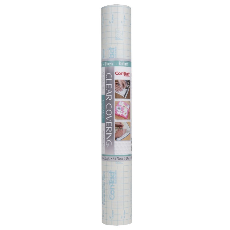 Con-Tact® Brand Clear Cover™ Adhesive Covering, Clear, 18" x 50 ft, Glossy