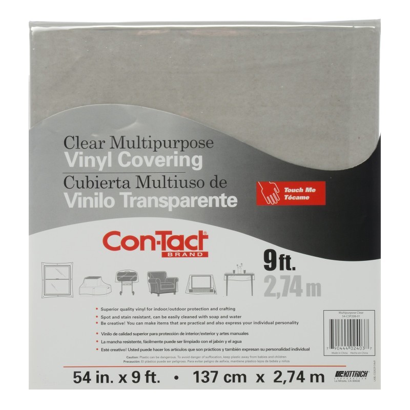 Con-Tact® Brand Clear Vinyl Covering, Multipurpose, 54" x 9'
