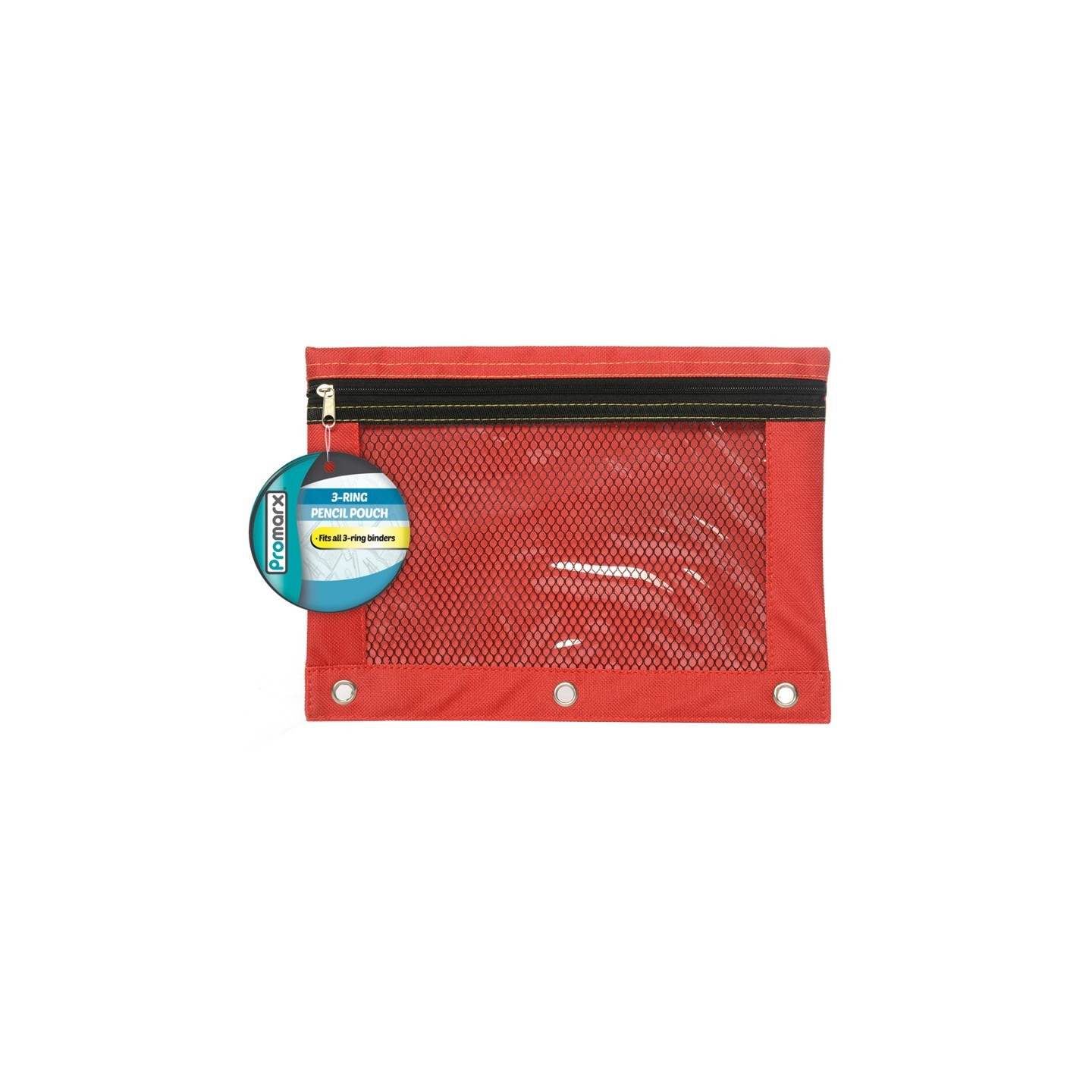 Promarx® 3 Ring Pencil Pouch With Mesh Window, 10" x 7.5", Assorted Colors