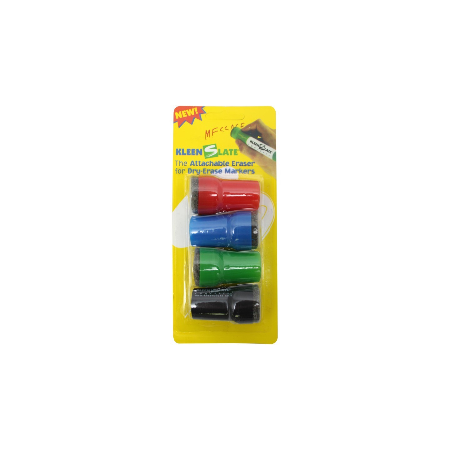KleenSlate® Large Barrel Attachable Eraser Caps for Dry Erase Markers, Pack of 4