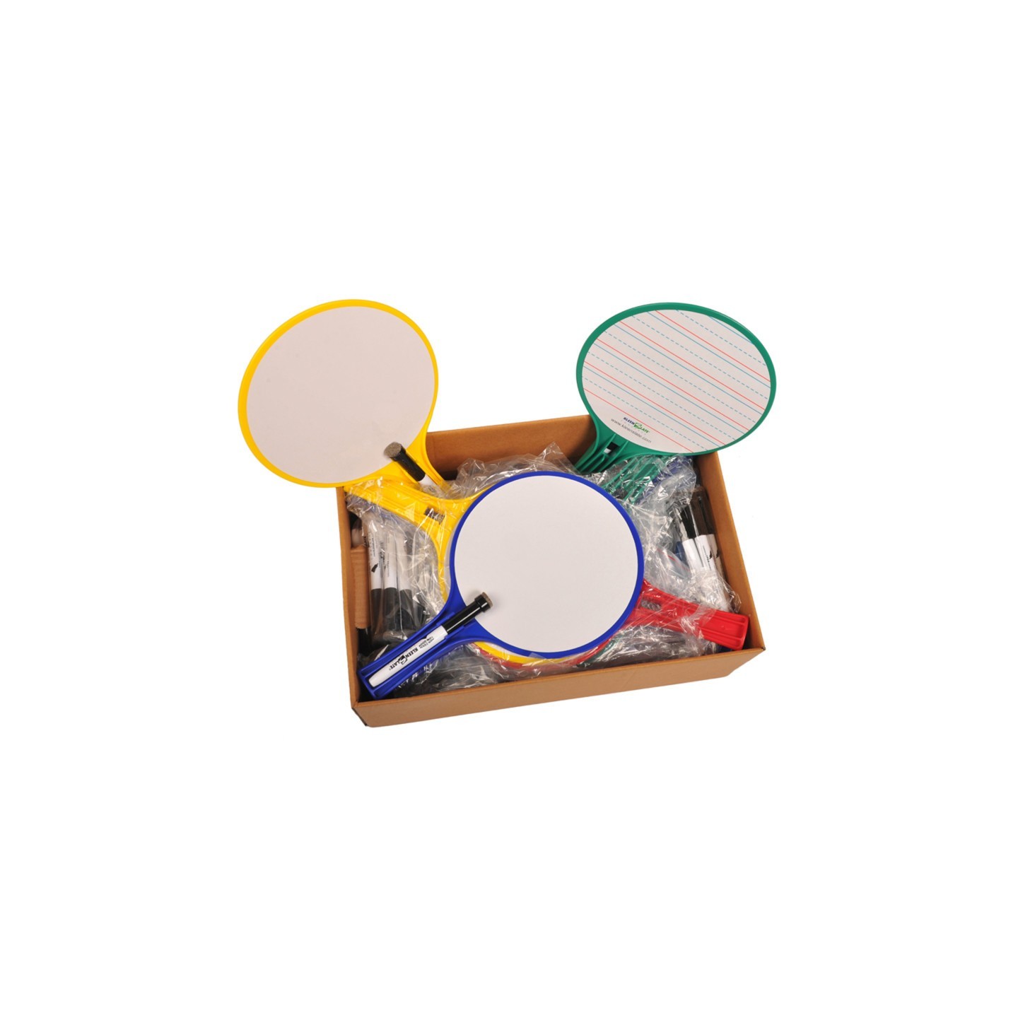KleenSlate® Round Double-Sided Whiteboard Paddles with Markers, Pack of 24