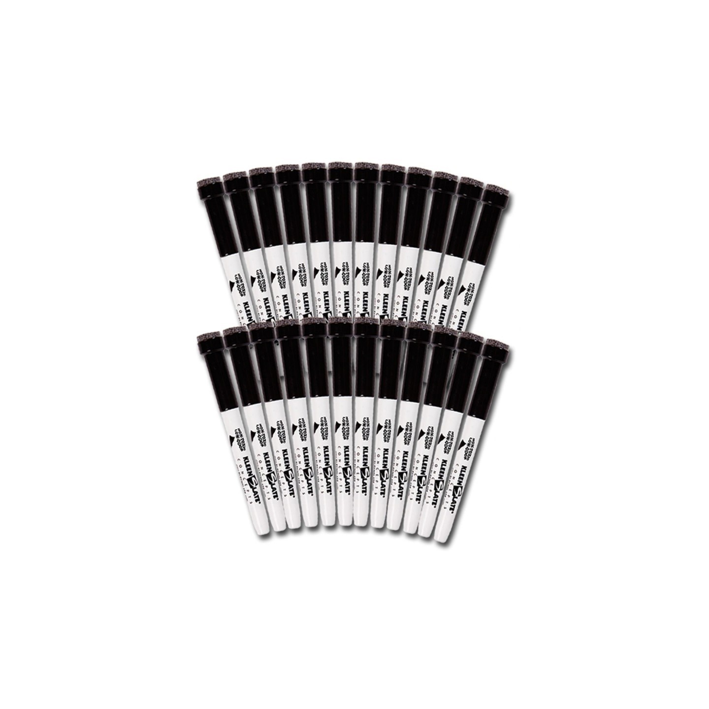 KleenSlate® Dry Erase Student Markers with Erasers, Fine Point, Black, Pack of 24