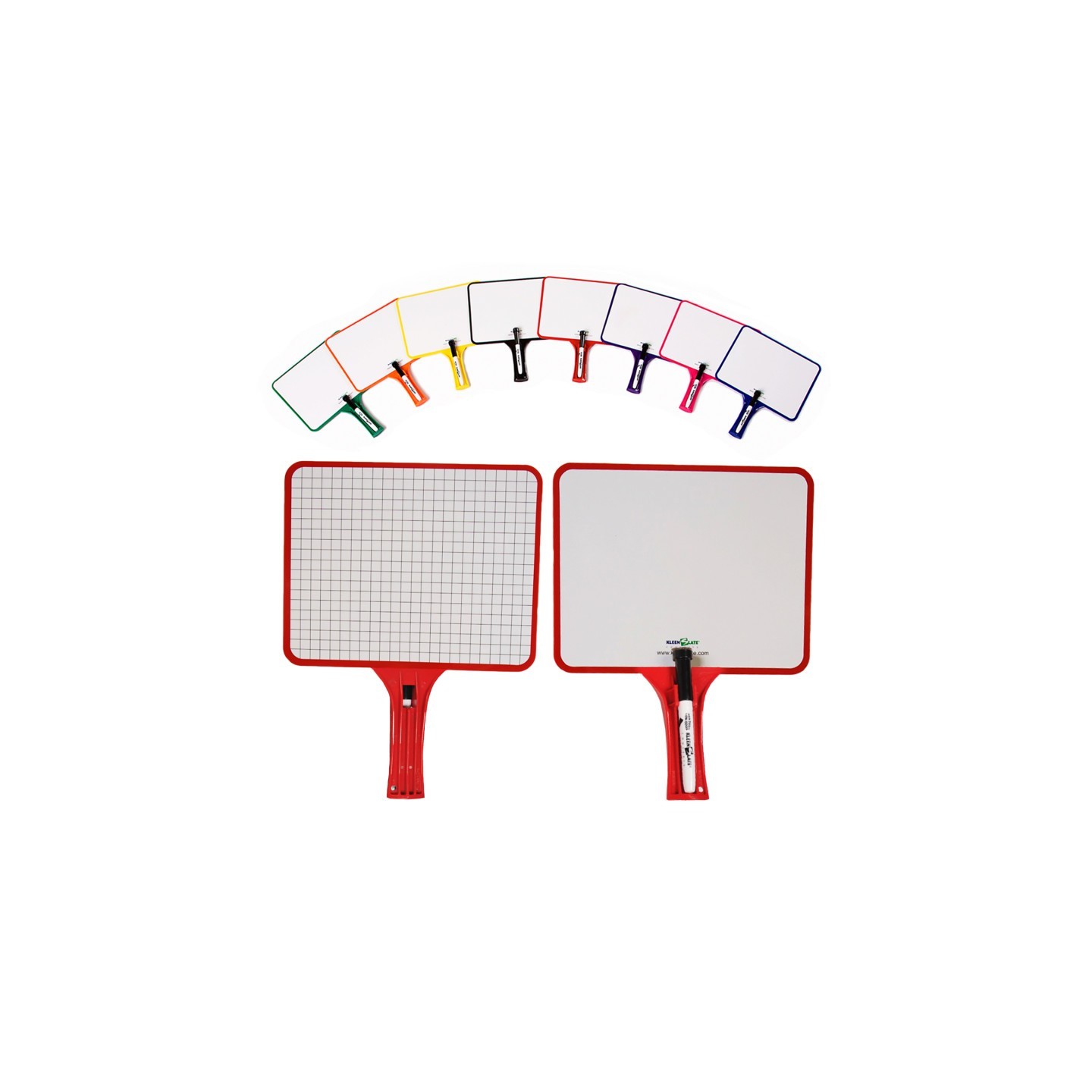 KleenSlate® Rectangular Dry Erase Whiteboards with Markers, Blank/Graph Double-Sided, Assorted, Pack of 32