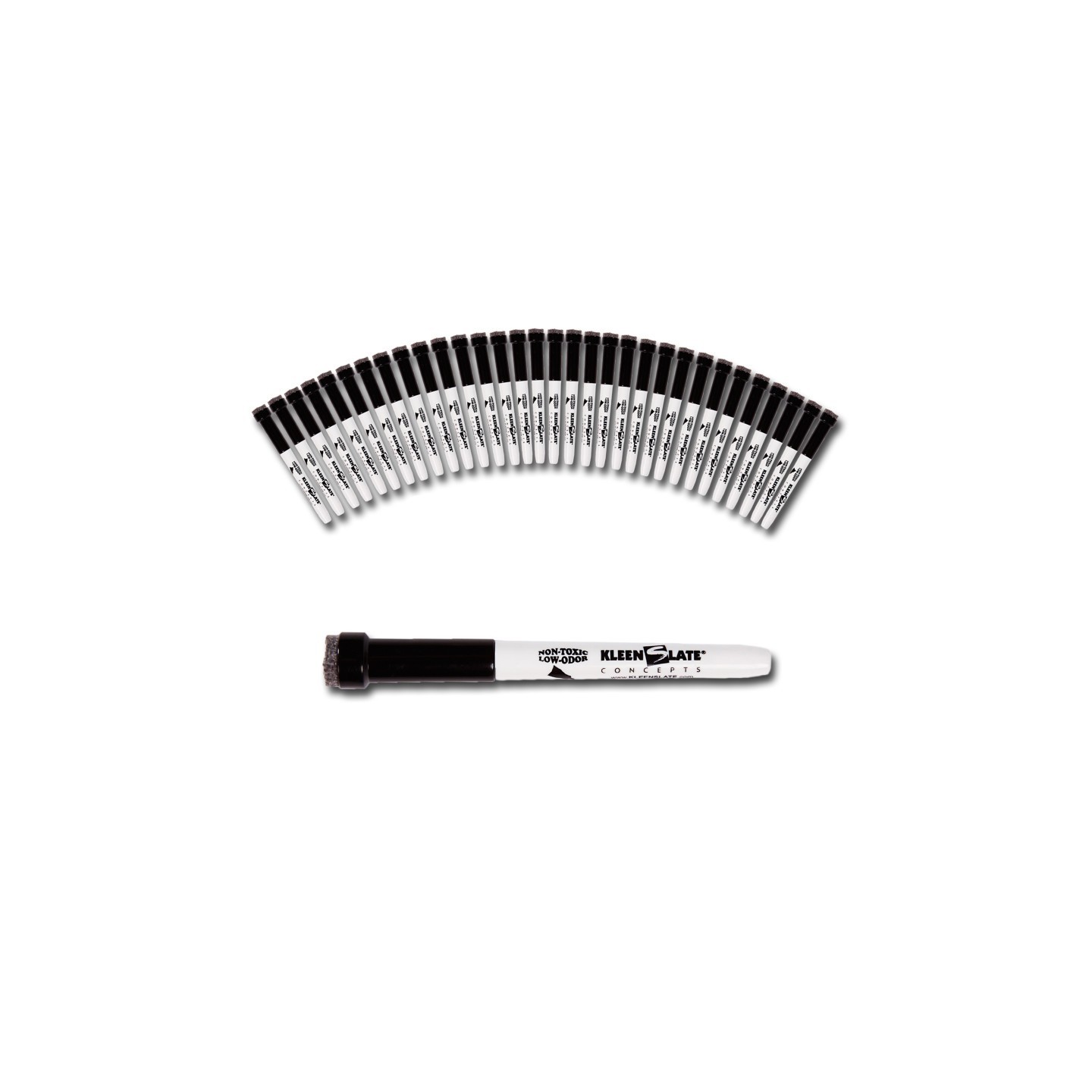 KleenSlate® Small Dry Erase Markers with Eraser, Black, Pack of 36