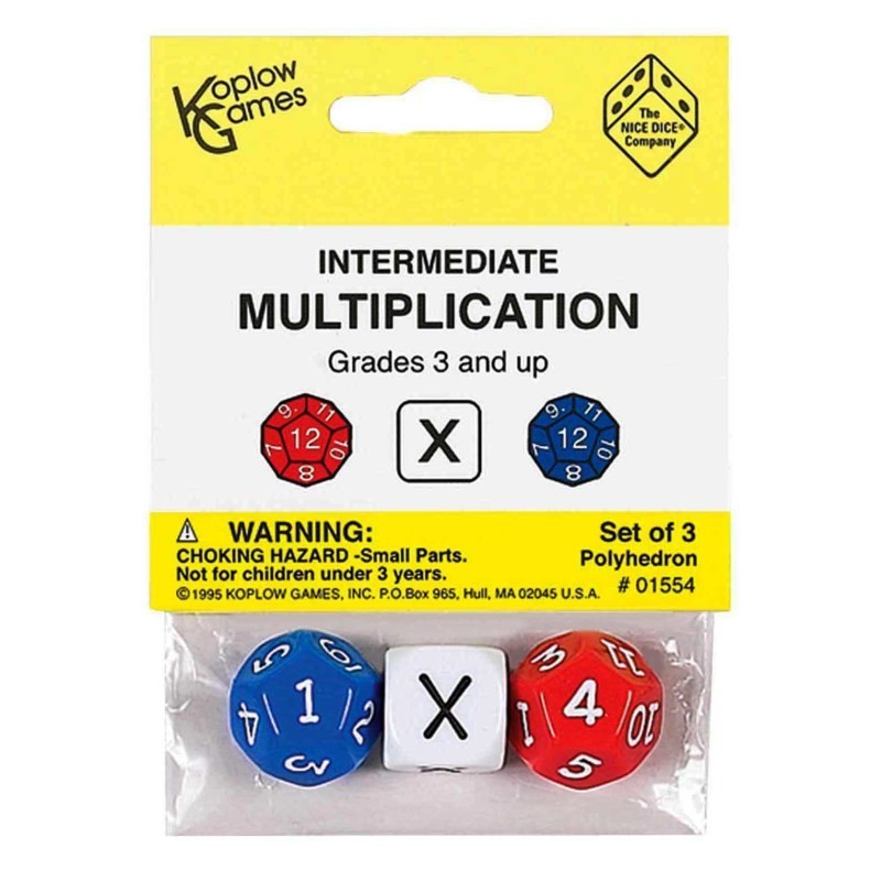 Koplow Games Intermediate Multiplication Dice, Pack of 3