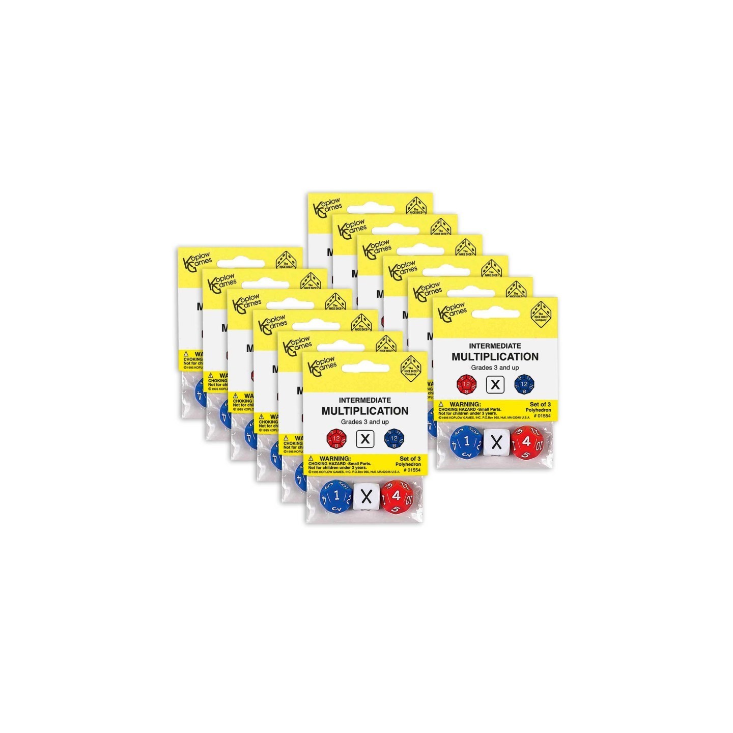 Koplow Games Intermediate Multiplication Dice, 3 Per Set, 12 Sets