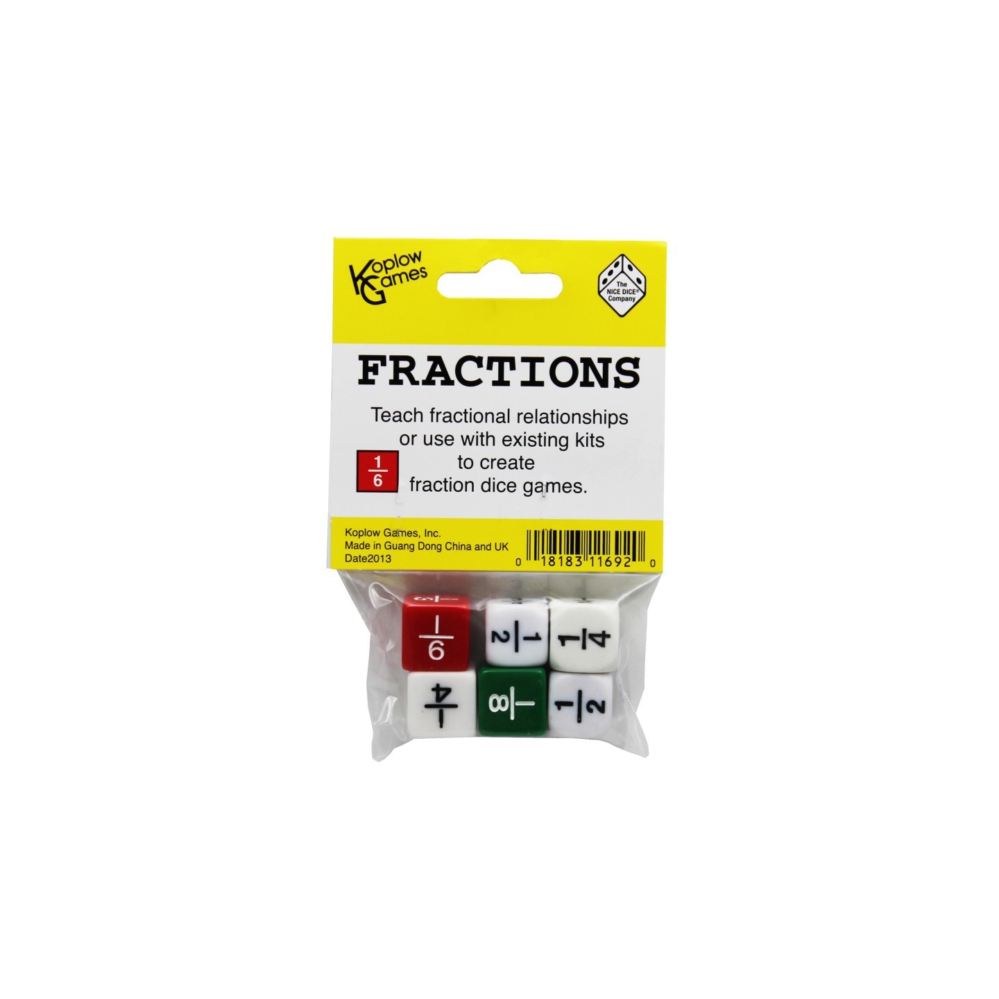 Koplow Games Fraction Dice Set, Pack of 6