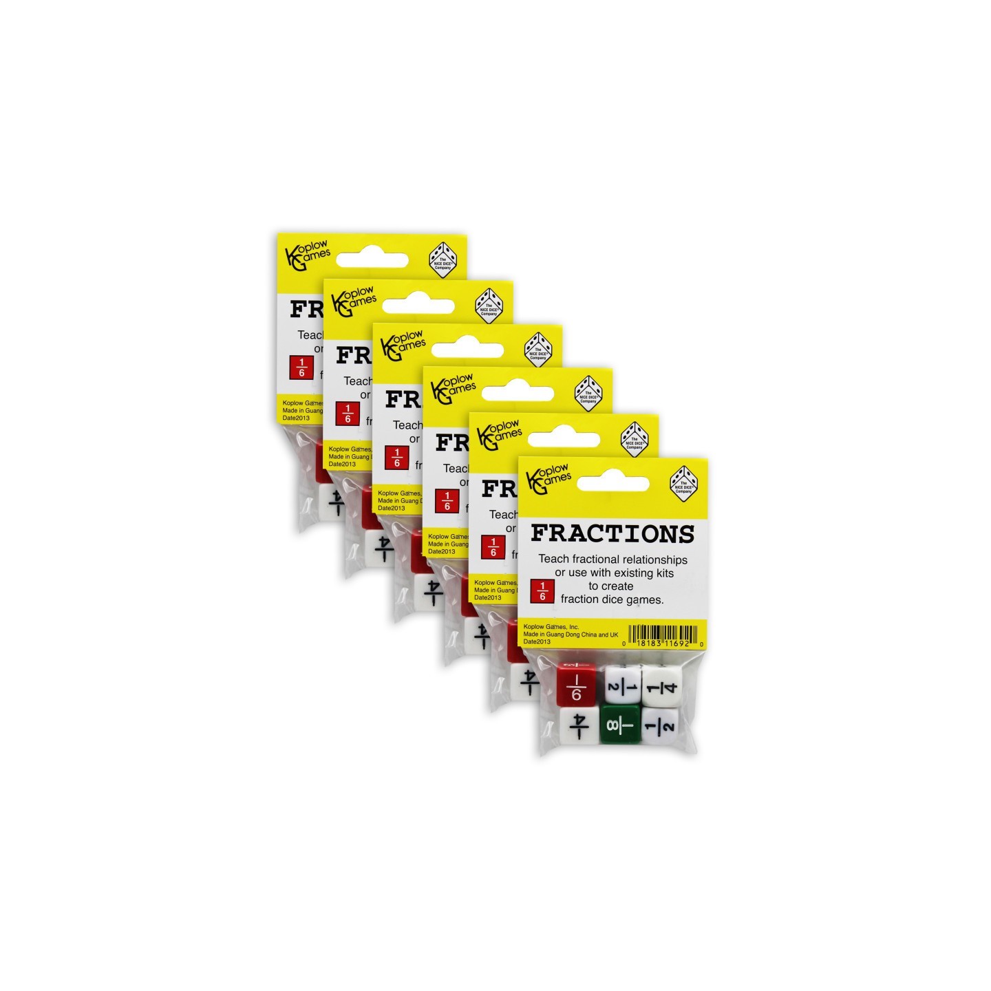 Koplow Games Fraction Dice Set, 6 Per Set, 6 Sets