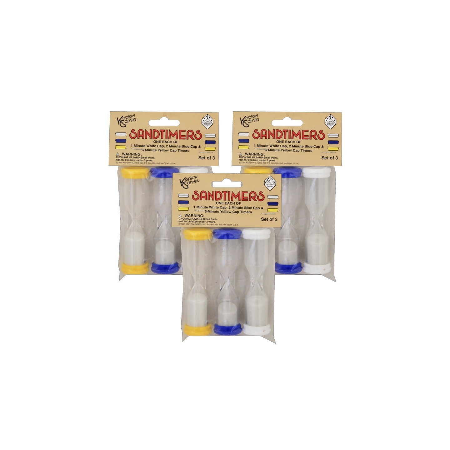 Koplow Games Sandtimer Combo, 3 Per Set, 3 Sets