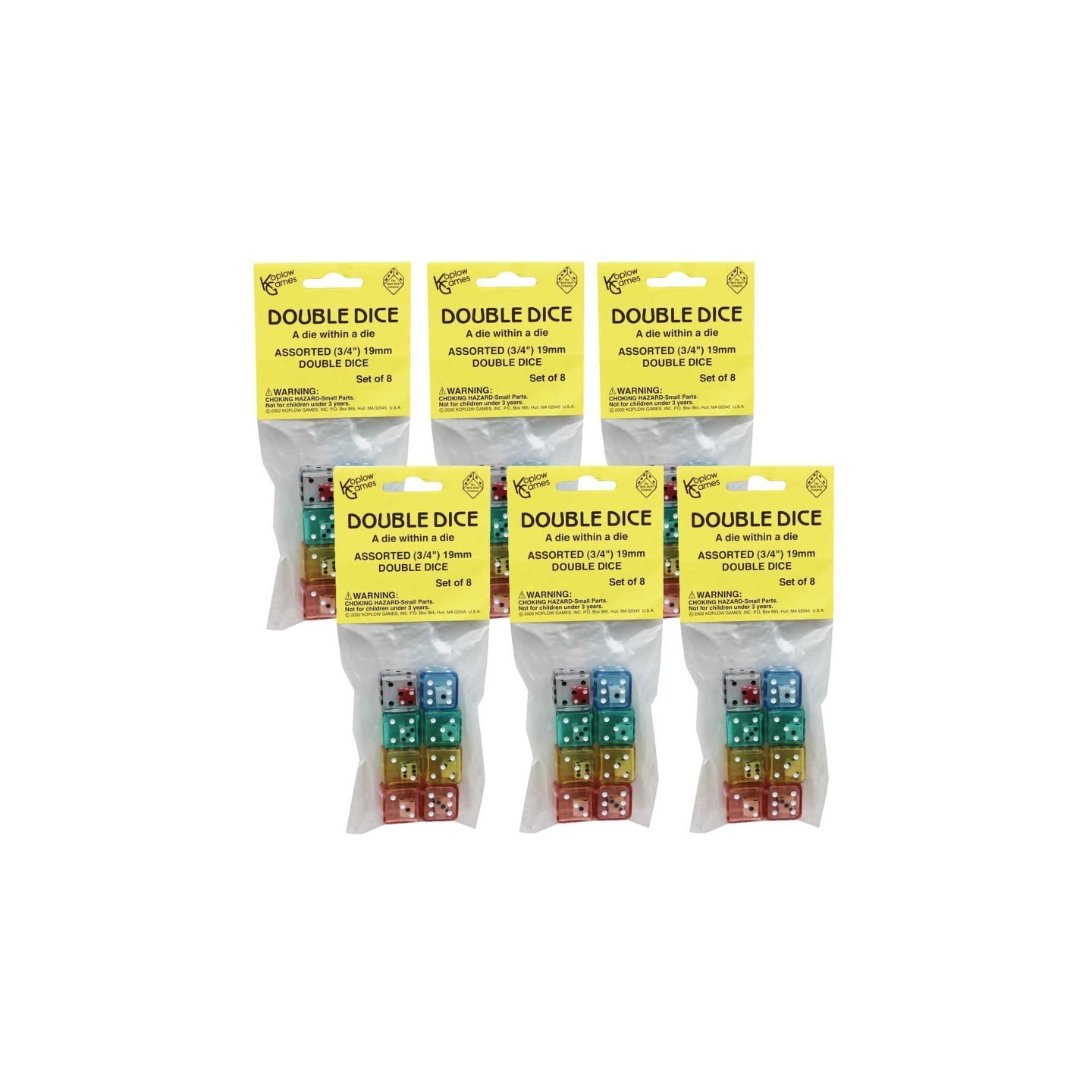 Koplow Games Double Dice Set, 8 Per Pack, 6 Packs