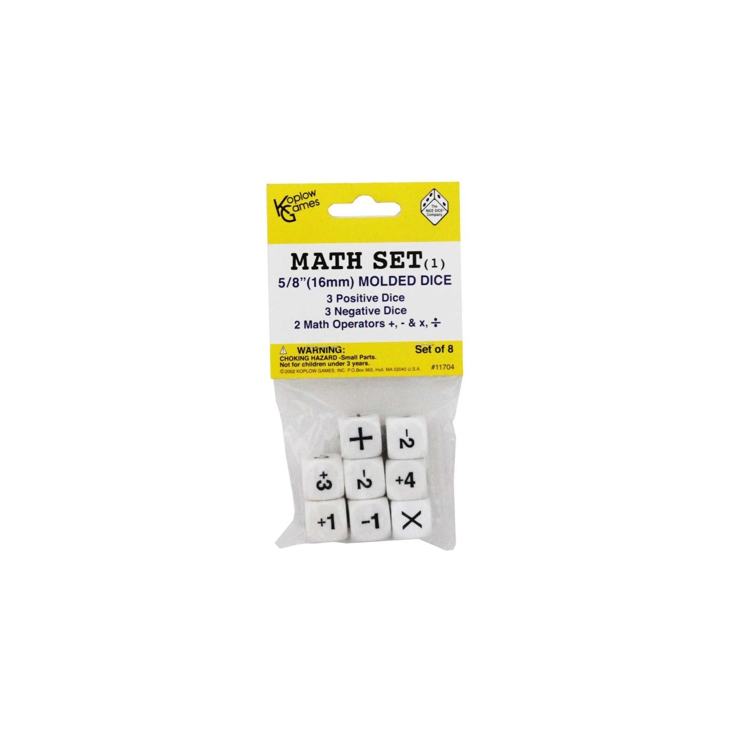 Koplow Games Math Set 1 Positive/Negative/Operators Dice, Set of 8