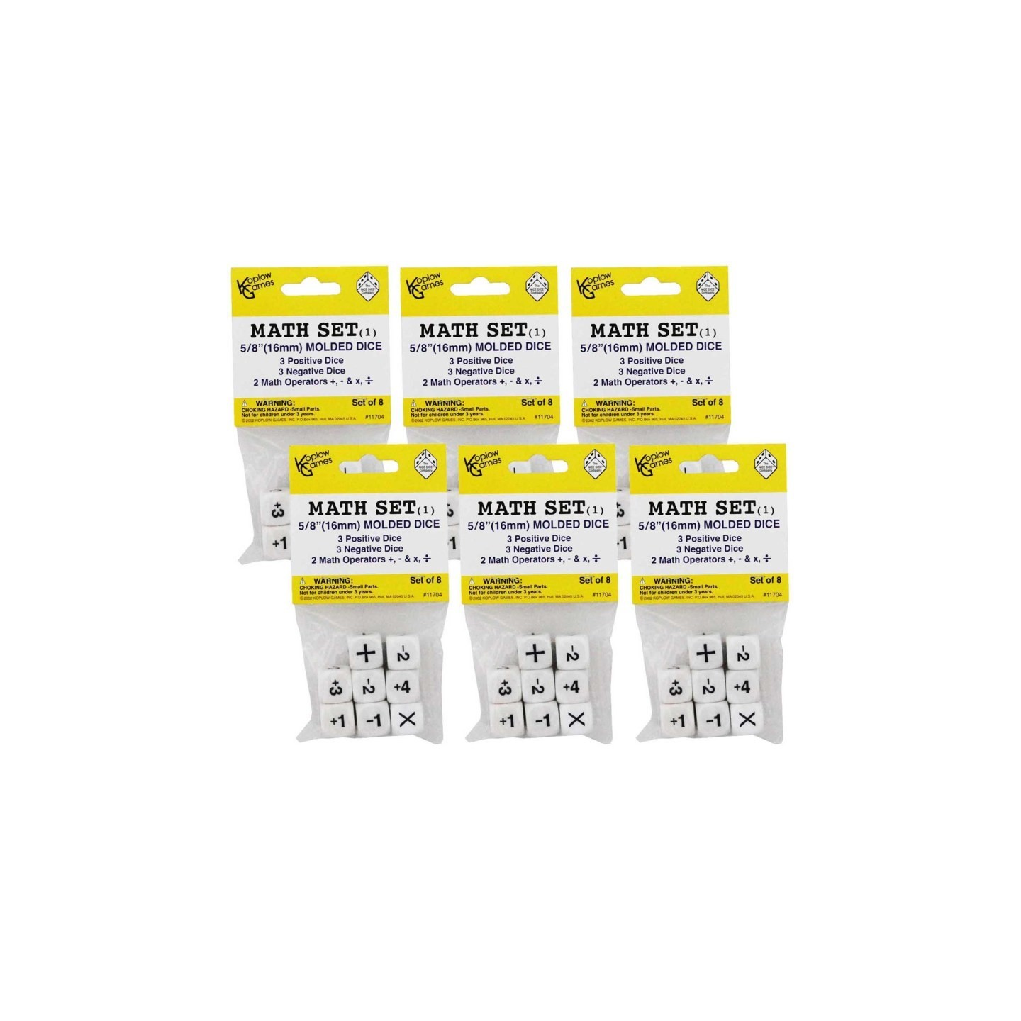 Koplow Games Positive/Negative Dice Set, 8 Per Set, 6 Sets