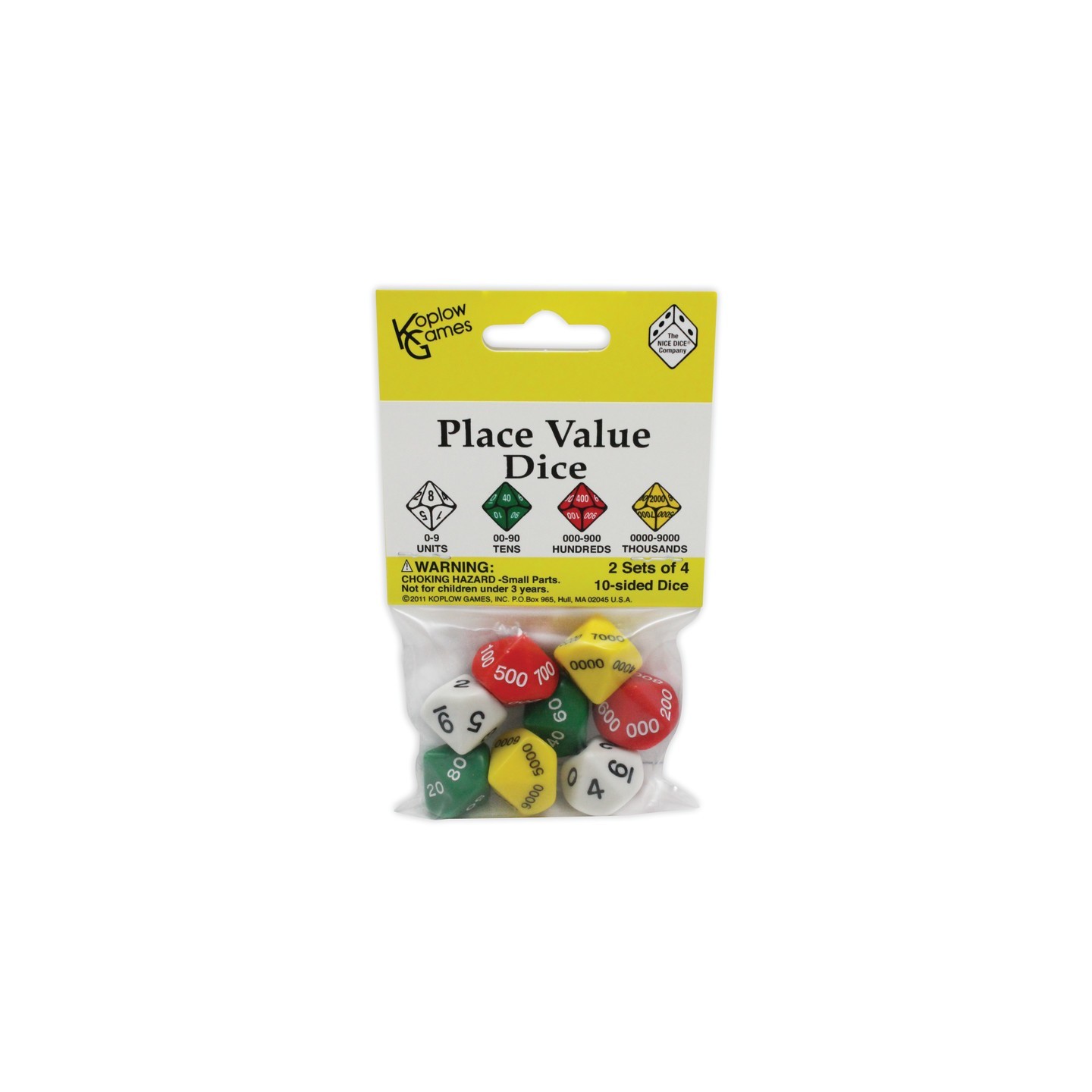Koplow Games Place Value Dice, 10-Sided, Pack of 8