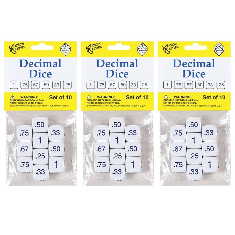 Koplow Games Decimal Dice Set, 10 Per Pack, 3 Packs