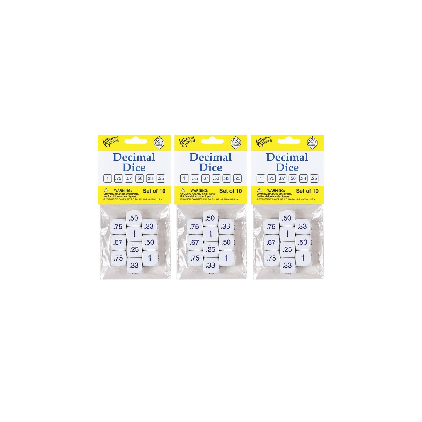 Koplow Games Decimal Dice Set, 10 Per Pack, 3 Packs