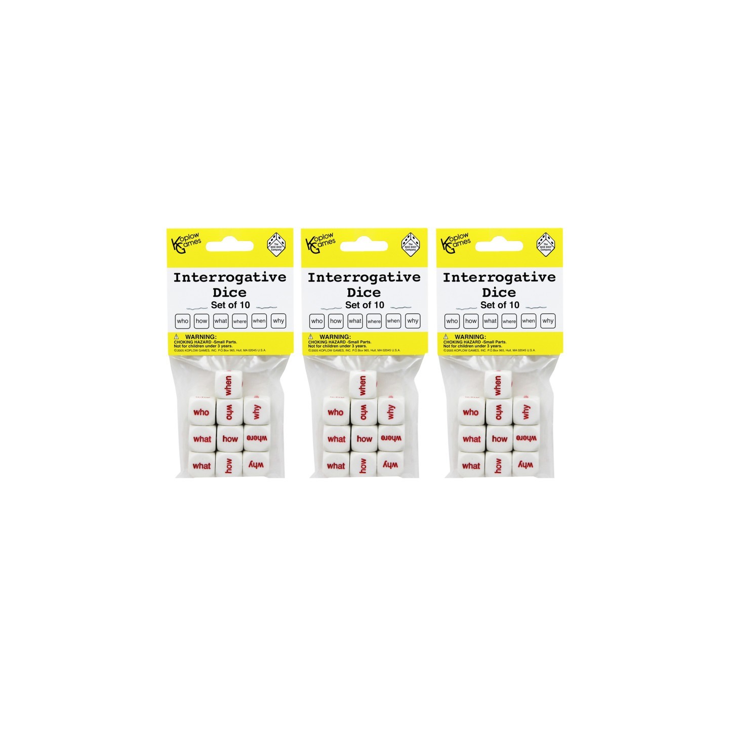 Koplow Games Interrogative Dice, 10 Per Set, 3 Sets