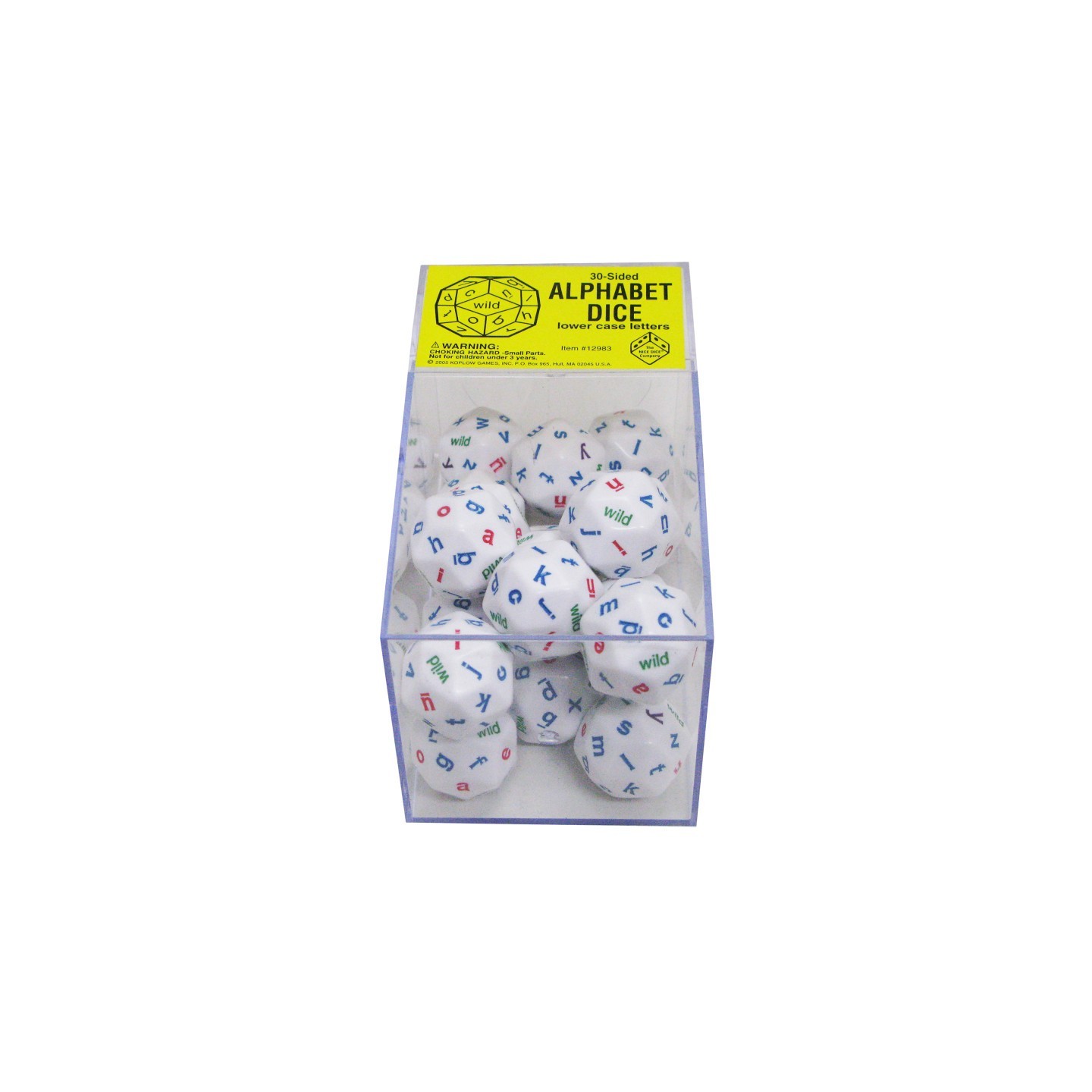 Koplow Games 30-Sided Alphabet Dice, Lower Case Letters, Box of 20