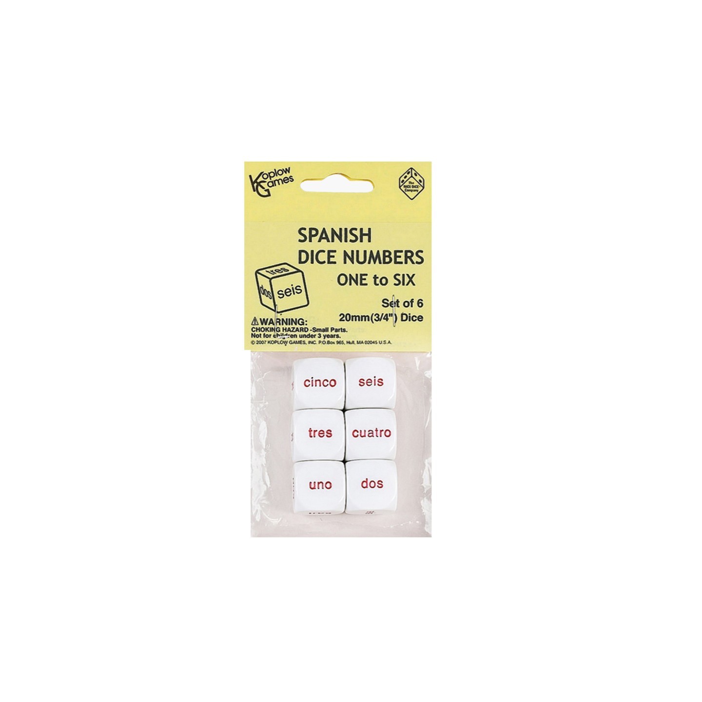 Koplow Games Spanish Number Dice, Set of 6