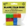 Koplow Games Assorted Color Blank 16mm Foam Dice, Pack of 12