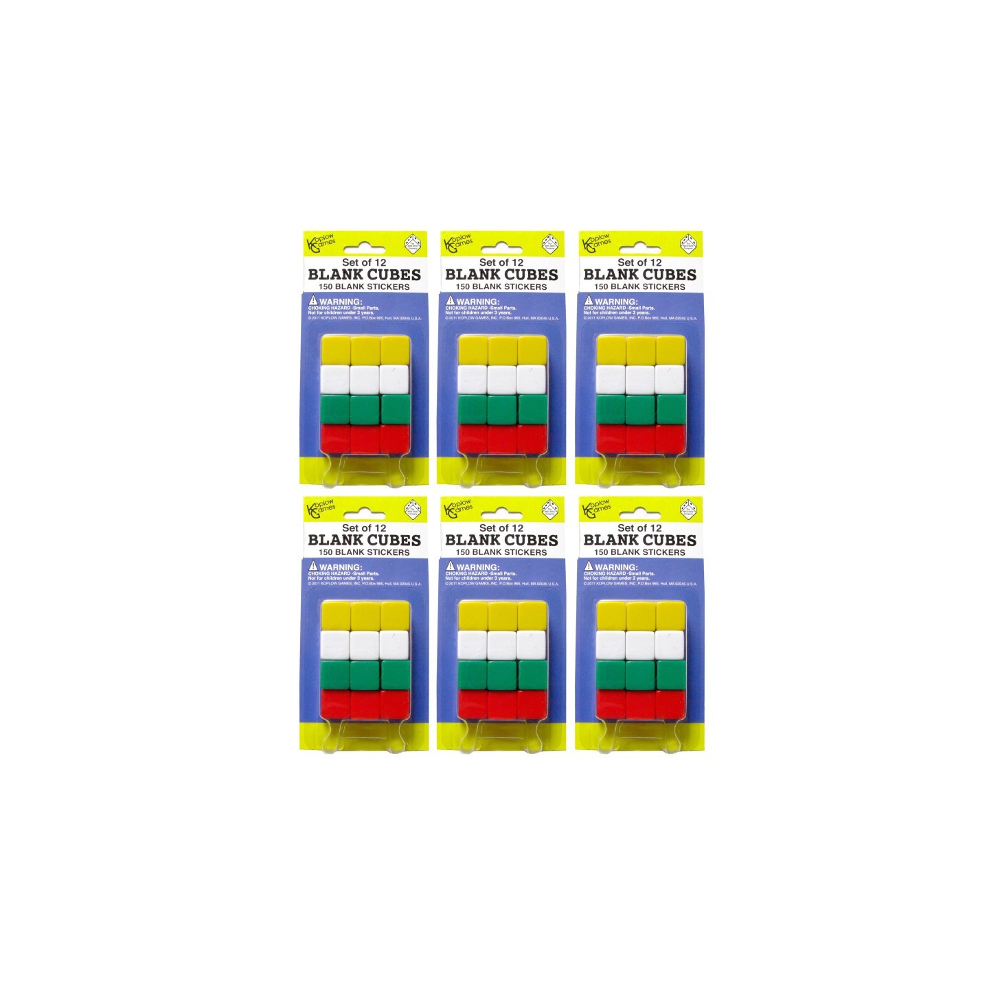 Koplow Games Blank Dice Set with Stickers, 12 Per Pack, 6 Packs