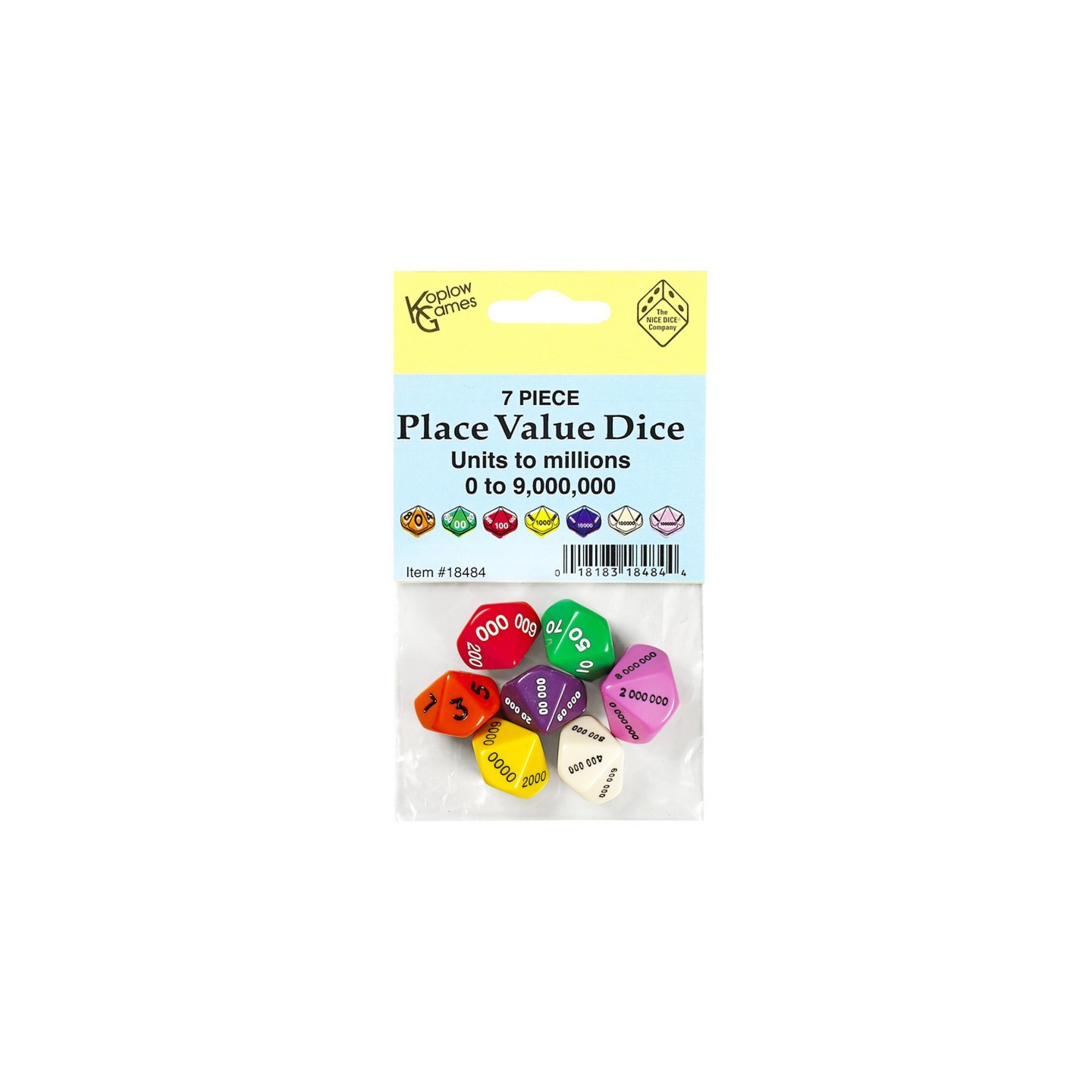 Koplow Games Place Value Dice, Set of 7