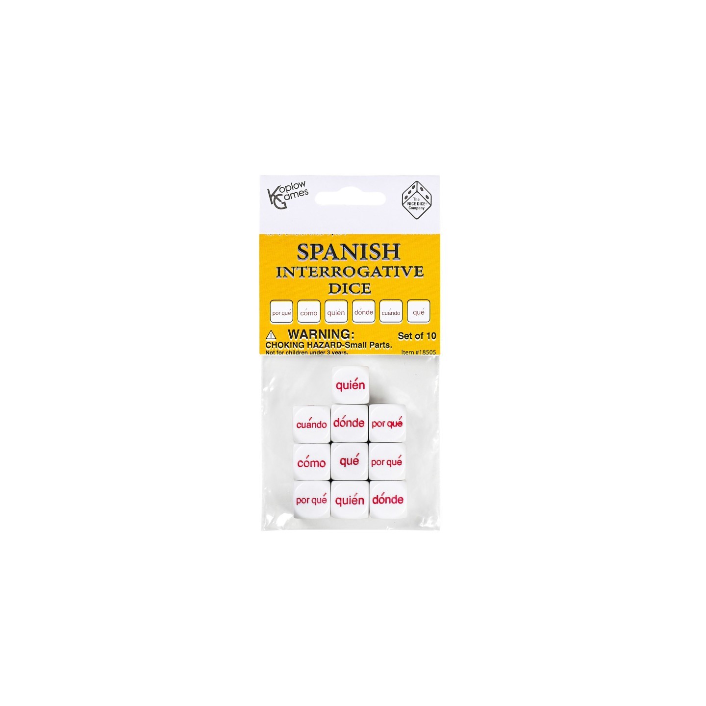 Koplow Games Spanish Interrogative Dice Set, 10 Pieces
