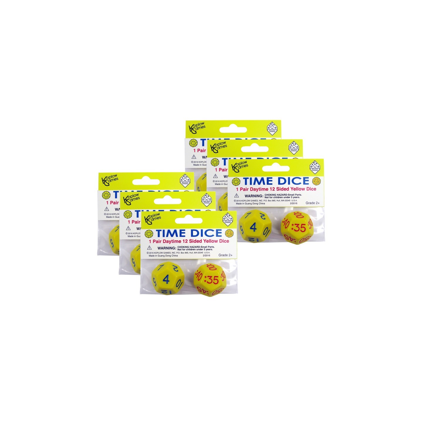 Koplow Games Time Dice, Pair of Yellow (AM), 6 Sets