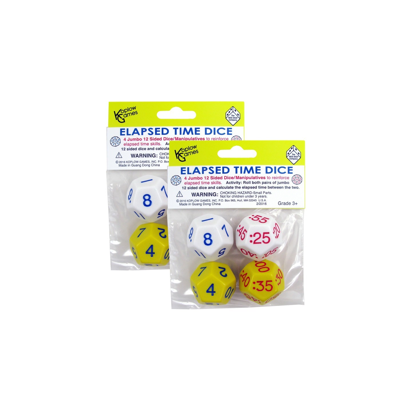 Koplow Games Elapsed Time Dice, 2 Pairs Per Pack, 2 Packs