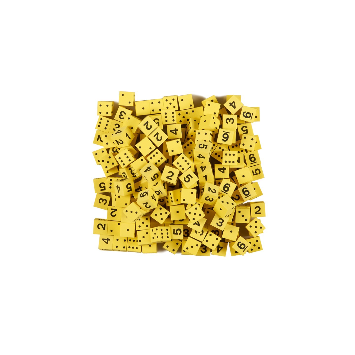Koplow Games Foam Spot & Number Dice, Yellow, 16mm, Bag of 200