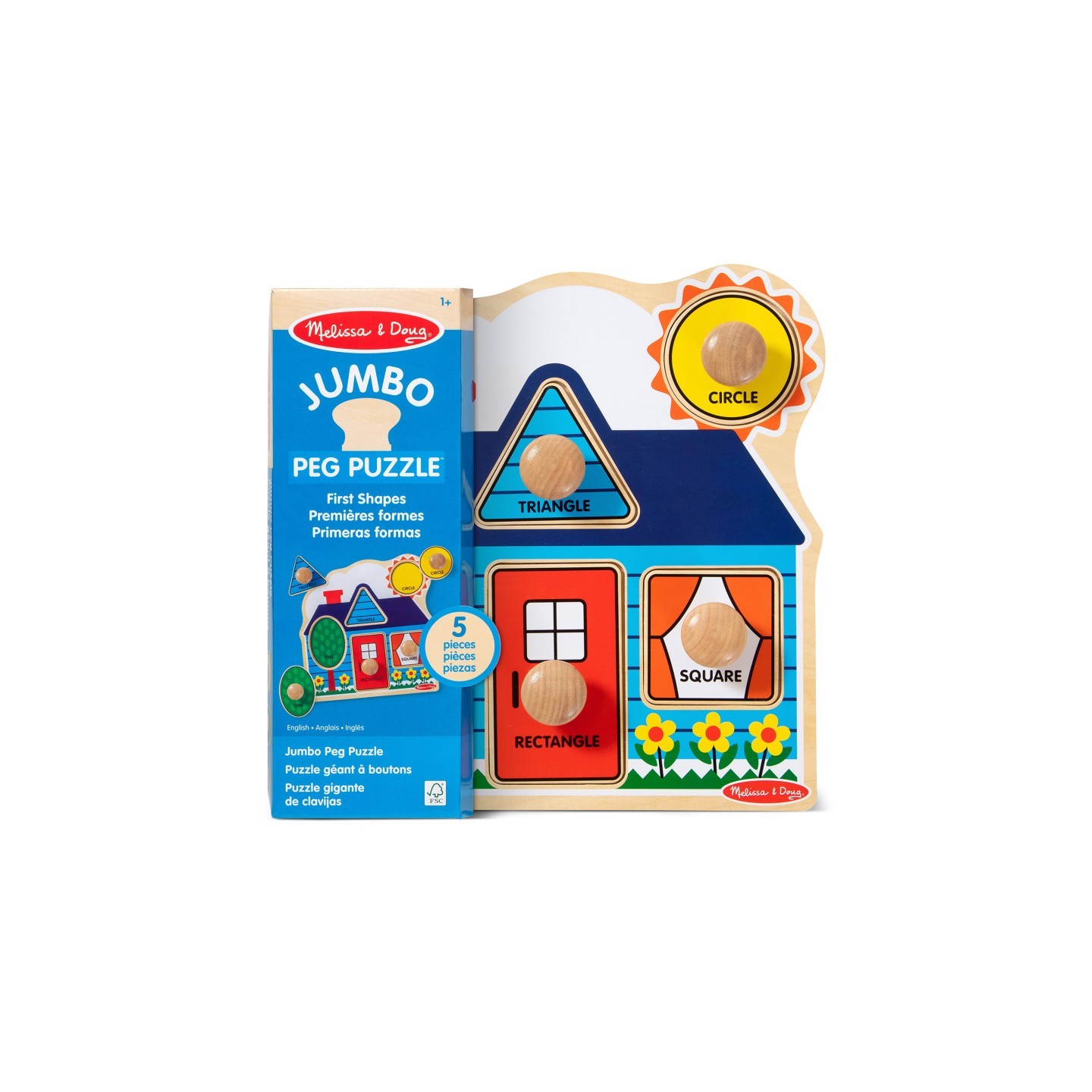 Melissa & Doug First Shapes Jumbo Knob Wooden Puzzle - 5 Pieces