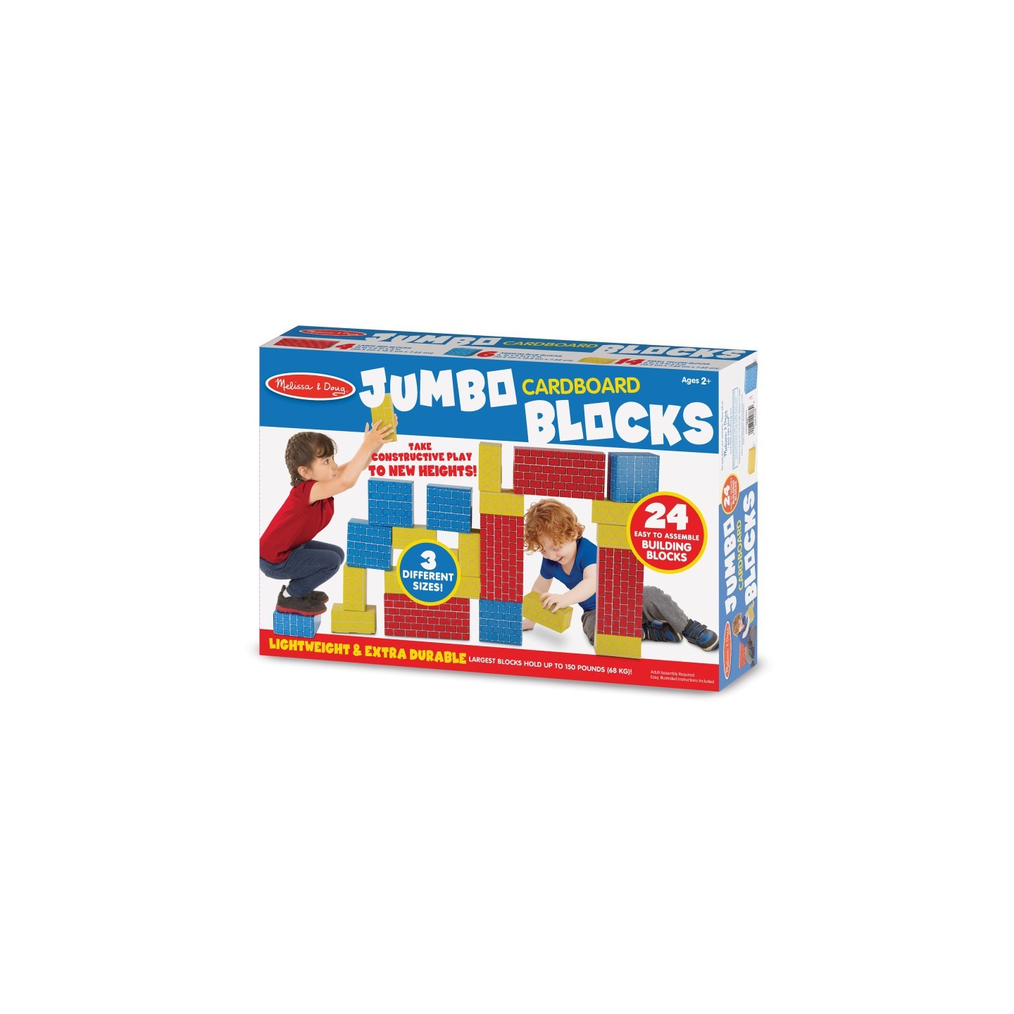 Melissa & Doug Jumbo Cardboard Blocks, 24-Piece Set