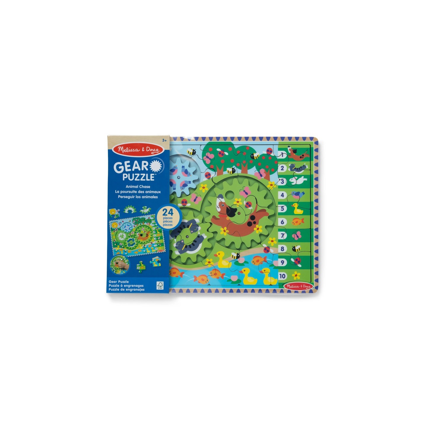 Melissa & Doug Animal Chase I-Spy Wooden Gear Puzzle