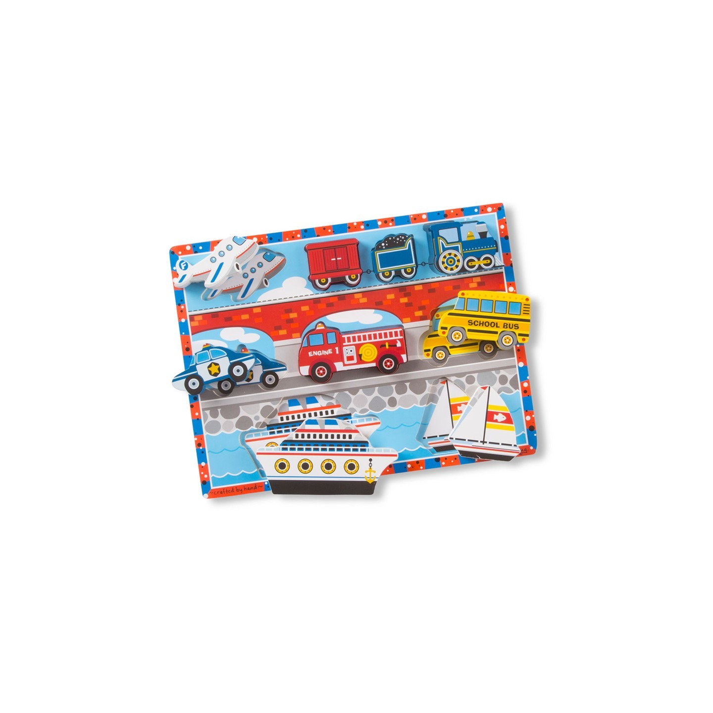 Melissa & Doug Vehicles Chunky Puzzle, 9" x 12", 9 Pieces