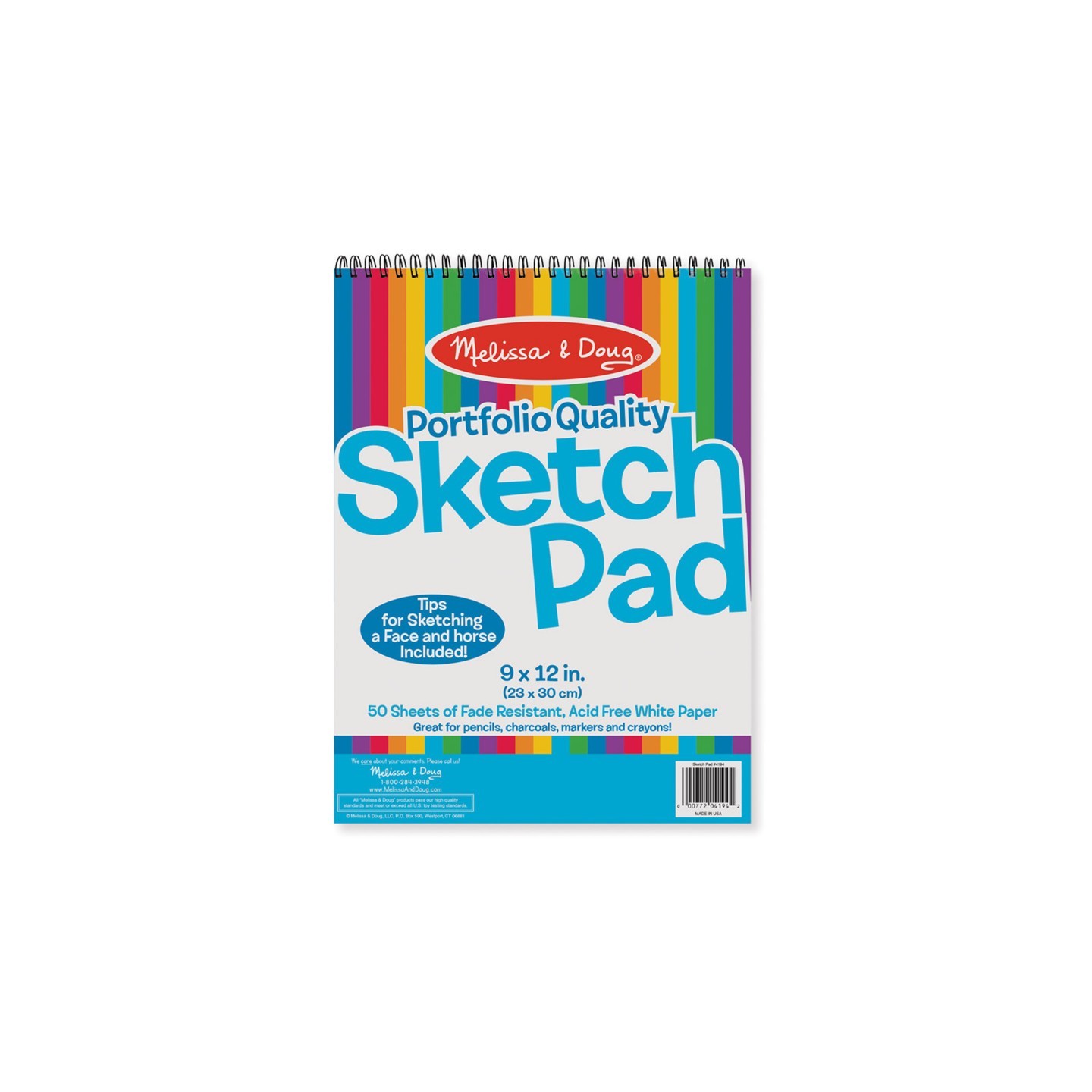 Melissa & Doug Quality Spiral-Bound Sketch Pad, 9" x 12", 50 Sheets