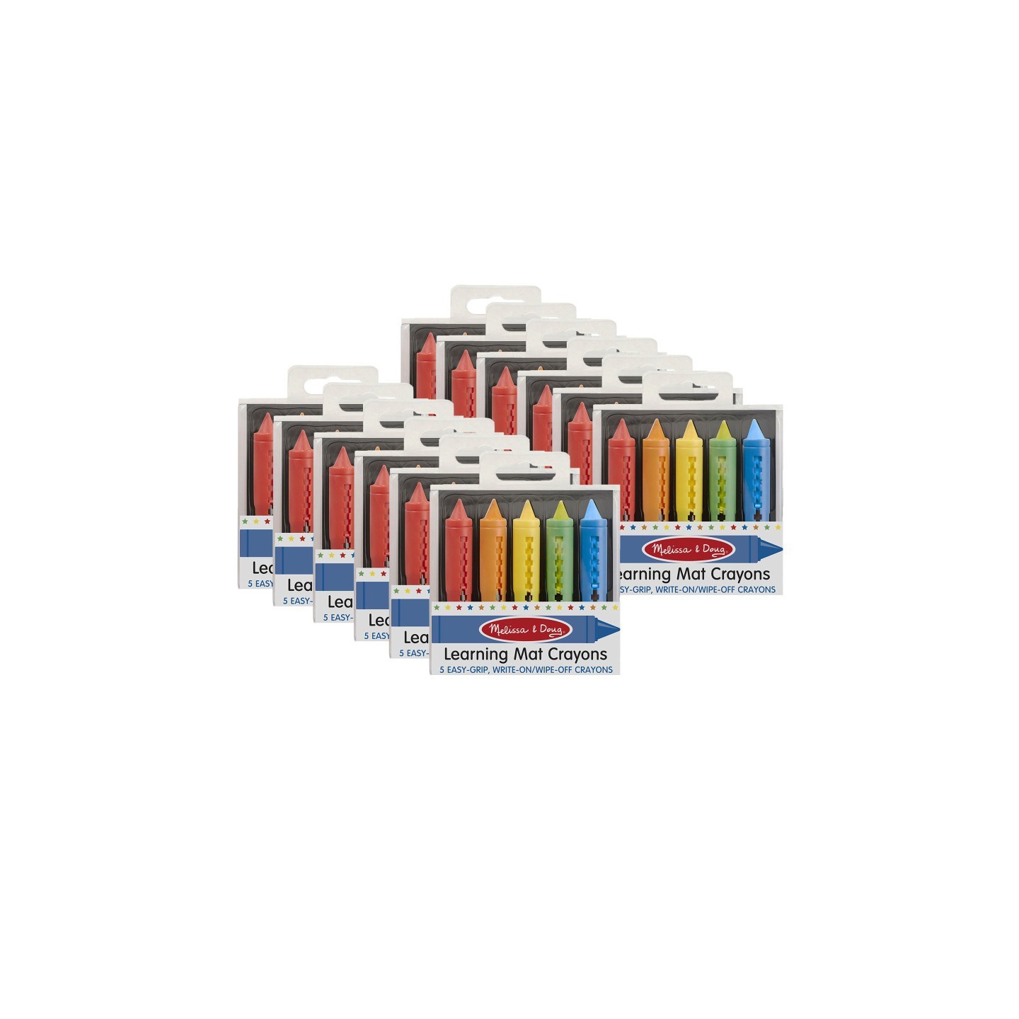 Melissa & Doug Learning Mat Crayons, 5 Assorted Colors Per Pack, 12 Packs