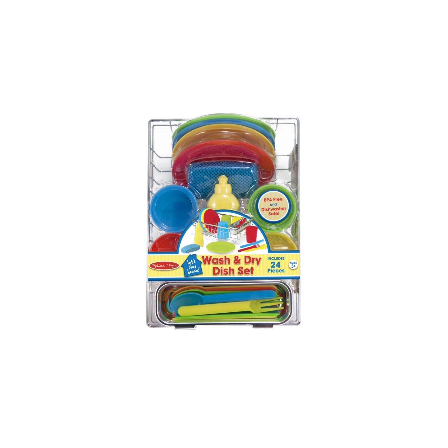 Melissa & Doug Let's Play House! Wash & Dry Dish Set