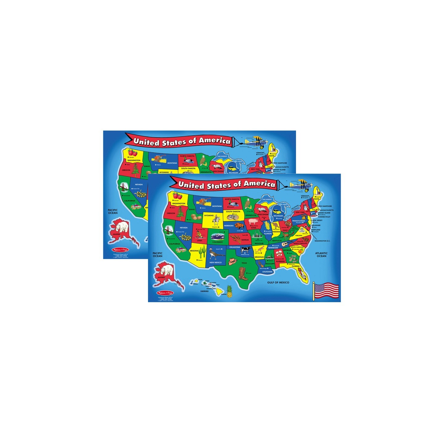 Melissa & Doug U.S.A. (United States) Map Floor Puzzle - 51 Pieces, Pack of 2