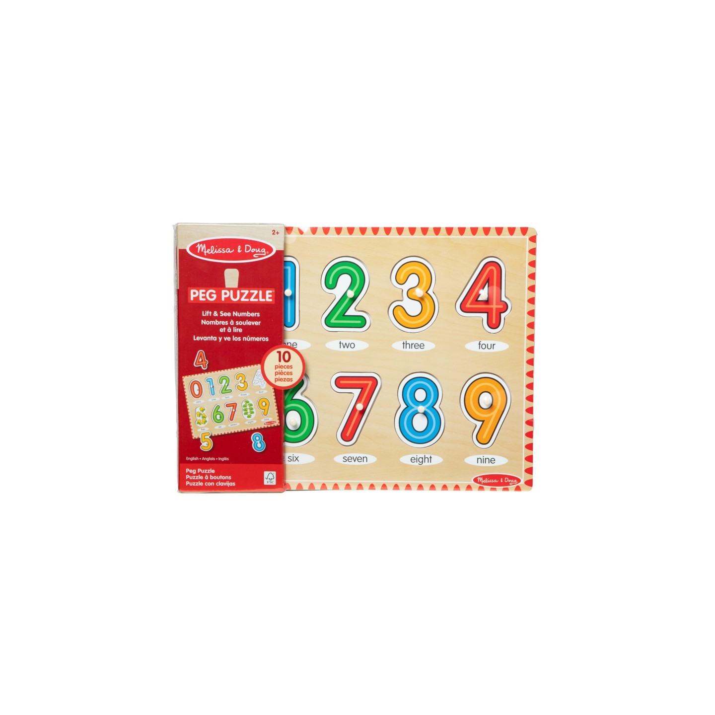 Melissa & Doug See-Inside Numbers Peg Puzzle, 10 Pieces