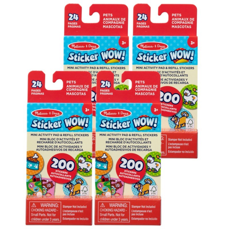 Melissa & Doug Sticker WOW! Mini Activity Pad with Refill Stickers - Pets, 4 Sets