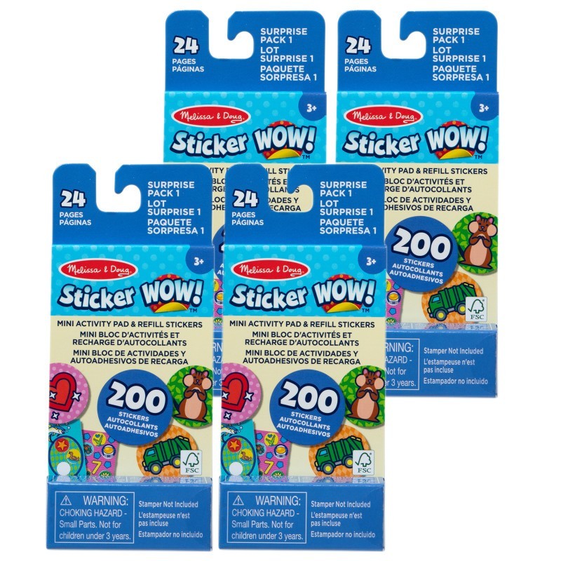 Melissa & Doug Sticker WOW! Mini Activity Pad with Refill Stickers - Surprise Pack 1, 4 Sets