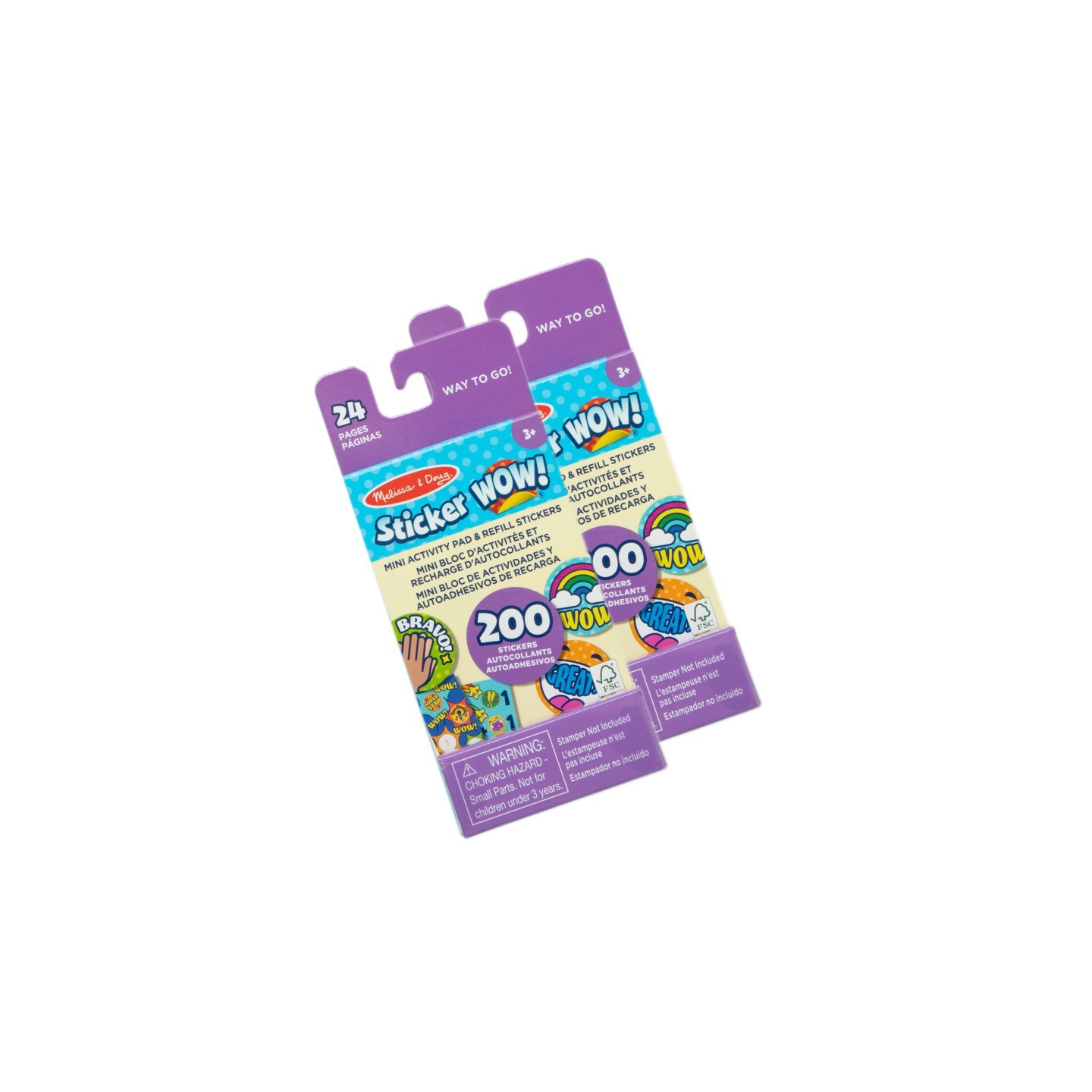 Melissa & Doug Sticker WOW! Mini Activity Pad with Refill Stickers, Rewards, 200 Stickers Per Set, 2 Sets