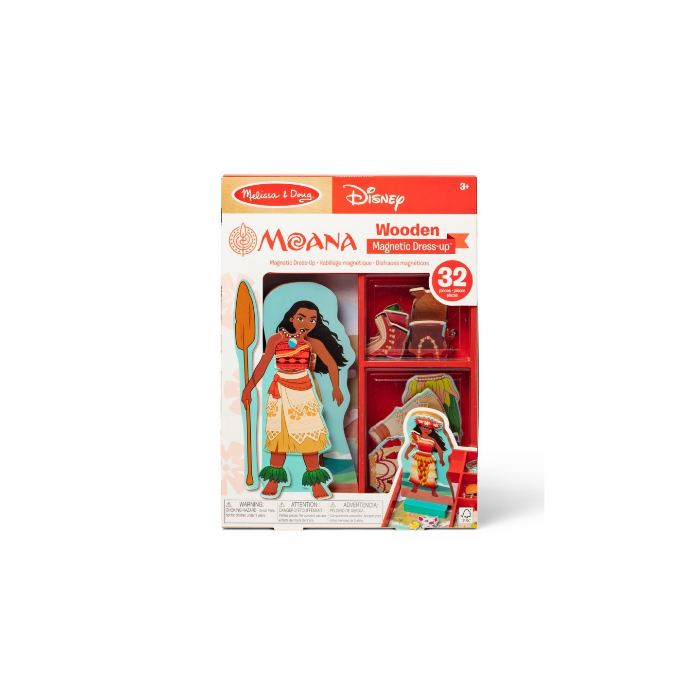 Melissa & Doug Disney Princess Moana Wooden Magnetic Dress-Up Play Set