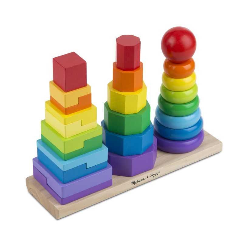 Melissa & Doug Geometric Stacker Toddler Toy, 25 Pieces