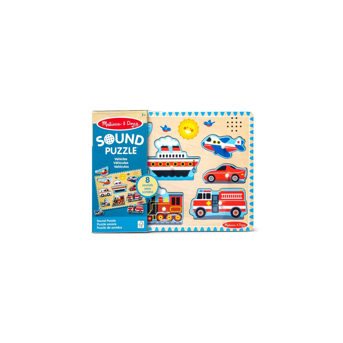 Melissa & Doug Vehicles Sound Puzzle, 8 Pieces