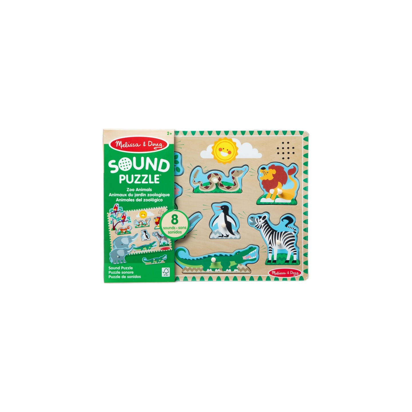 Melissa & Doug Zoo Animals Sound Puzzle, 8 Pieces
