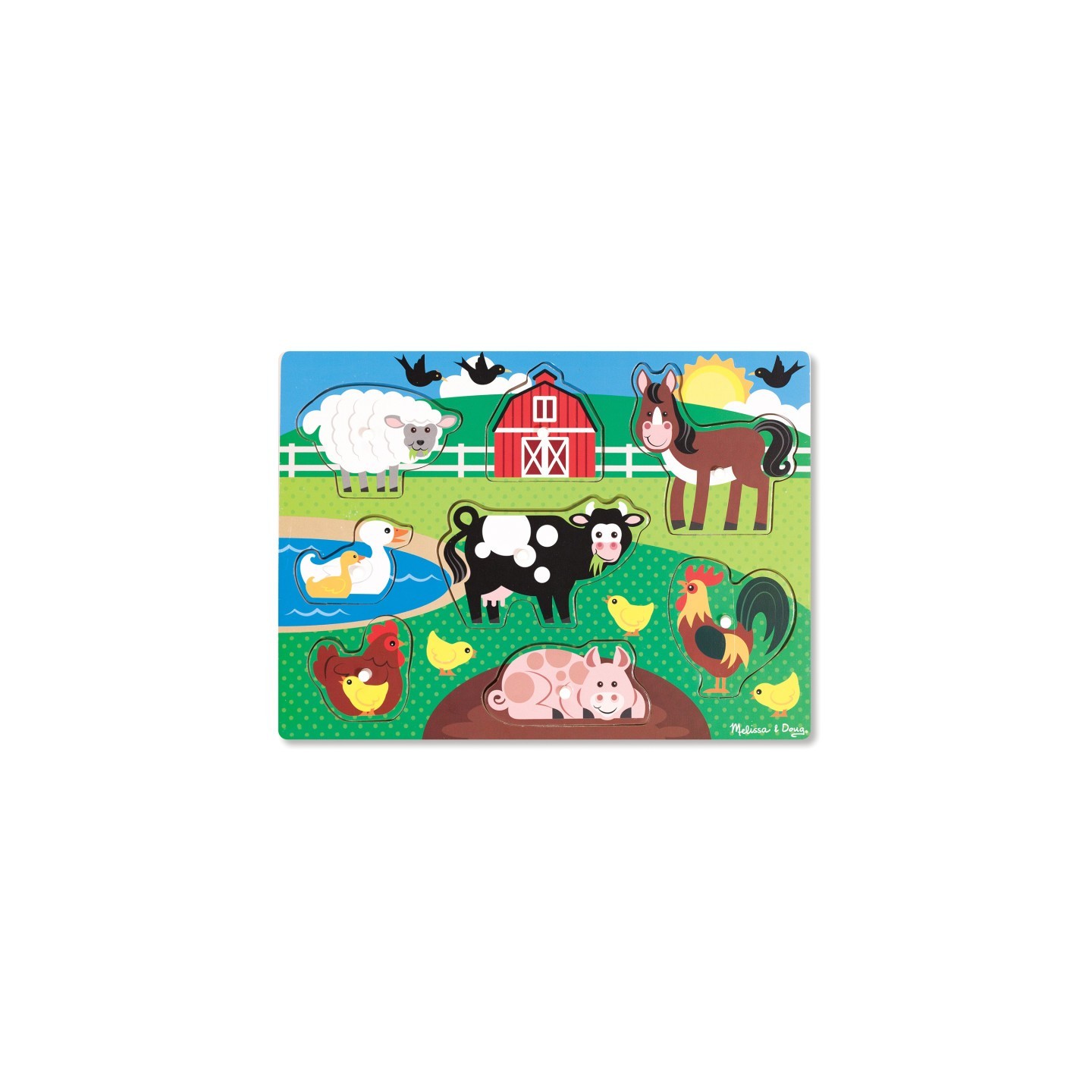 Melissa & Doug Farm Peg Puzzle, 8 Pieces